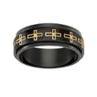 Black And Yellow Ion-plated Titanium Sideways Cross Spinner Band, Men's, Size: 8