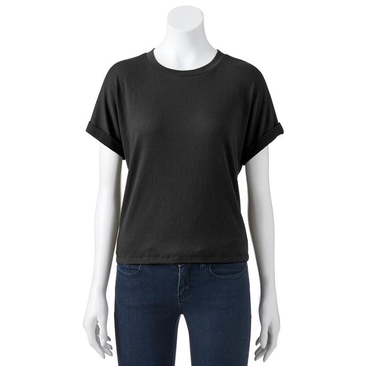 Women's Apt. 9&reg; Textured Boxy Top, Size: Small, Black