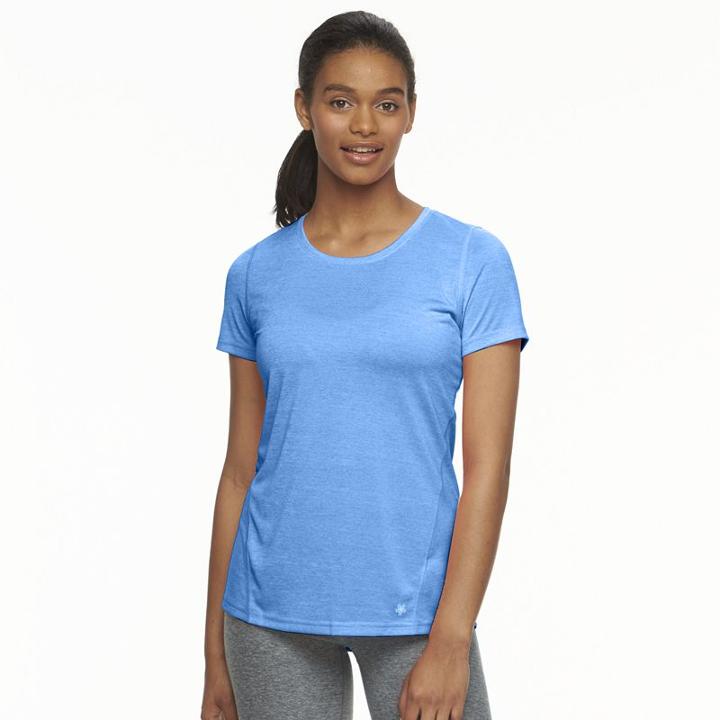 Women's Tek Gear&reg; Performance Base Layer Tee, Size: Large, Med Blue