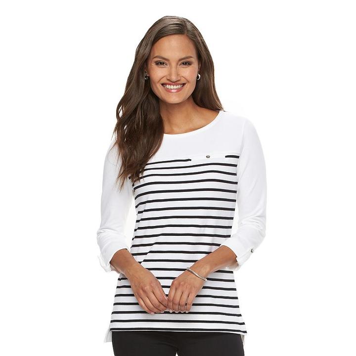 Women's Croft & Barrow&reg; Roll-cuff Tee, Size: Xxl, White