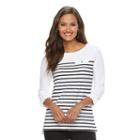 Women's Croft & Barrow&reg; Roll-cuff Tee, Size: Xxl, White