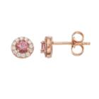 Lc Lauren Conrad 10k Rose Gold Pink Tourmaline & 1/10 Carat T.w. Diamond Halo Stud Earrings, Women's