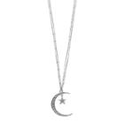Mudd&reg; Long Crescent & Star Pendant Double Strand Necklace, Women's, Silver