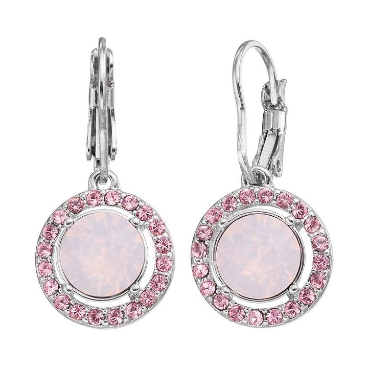 Brilliance Halo Drop Earrings With Swarovski Crystals, Women's, Pink