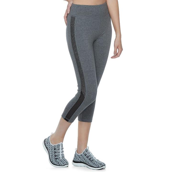 Juniors' So&reg; Mesh Panel Yoga Capris, Teens, Size: Large, Dark Grey