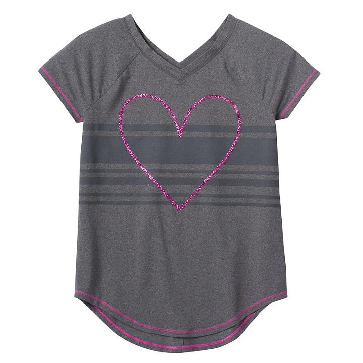 Girls Plus Size So&reg; Double V-neck Active Graphic Tee, Girl's, Size: 18 1/2, Dark Grey