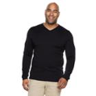 Big & Tall Apt. 9&reg; Modern-fit Wool-blend Merino V-neck Sweater, Men's, Size: Xxl Tall, Black