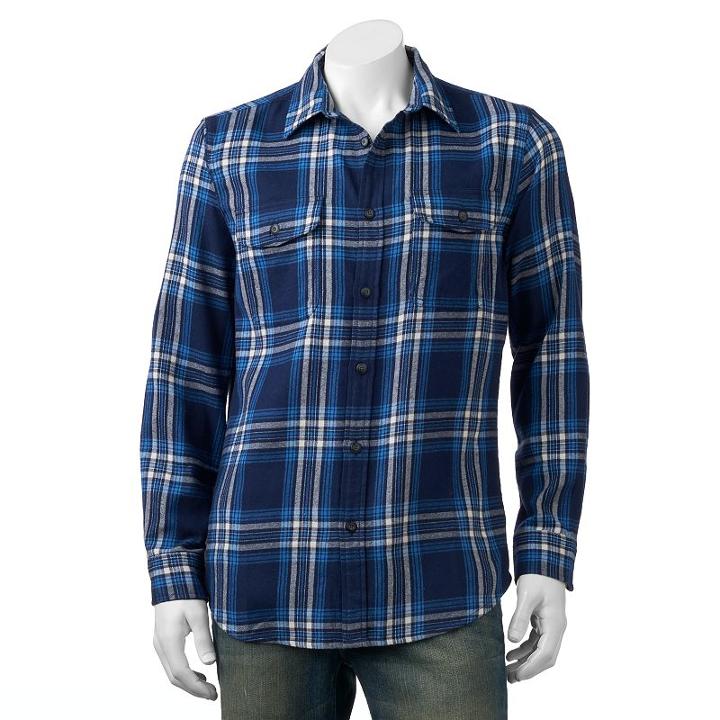 Big & Tall Sonoma Goods For Life&trade; Classic-fit Plaid Button-down Shirt, Men's, Size: M Tall, Blue