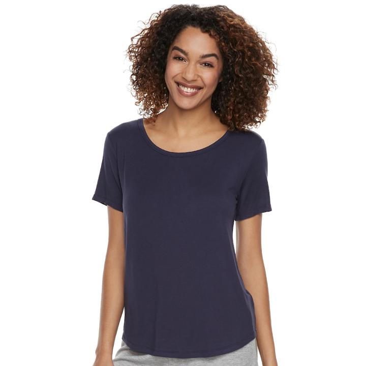 Women's Sonoma Goods For Life&trade; Pleated Crewneck Tee, Size: Large, Drk Purple