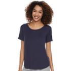 Women's Sonoma Goods For Life&trade; Pleated Crewneck Tee, Size: Large, Drk Purple