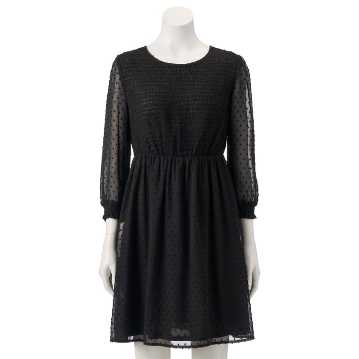 Women's Lc Lauren Conrad Swiss Dot Fit & Flare Dress, Size: Small, Black