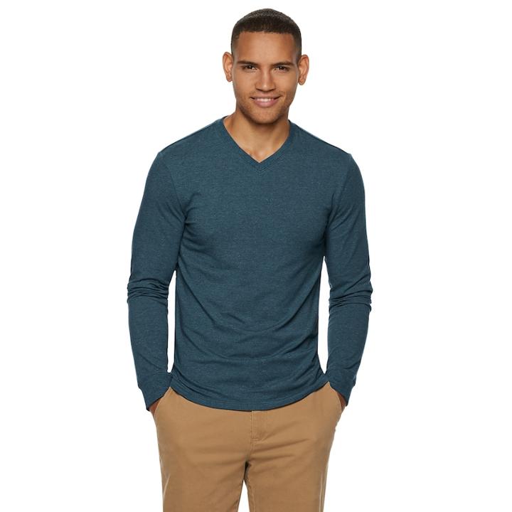 Men's Sonoma Goods For Life&trade; Slim-fit Supersoft V-neck Tee, Size: Small, Dark Blue