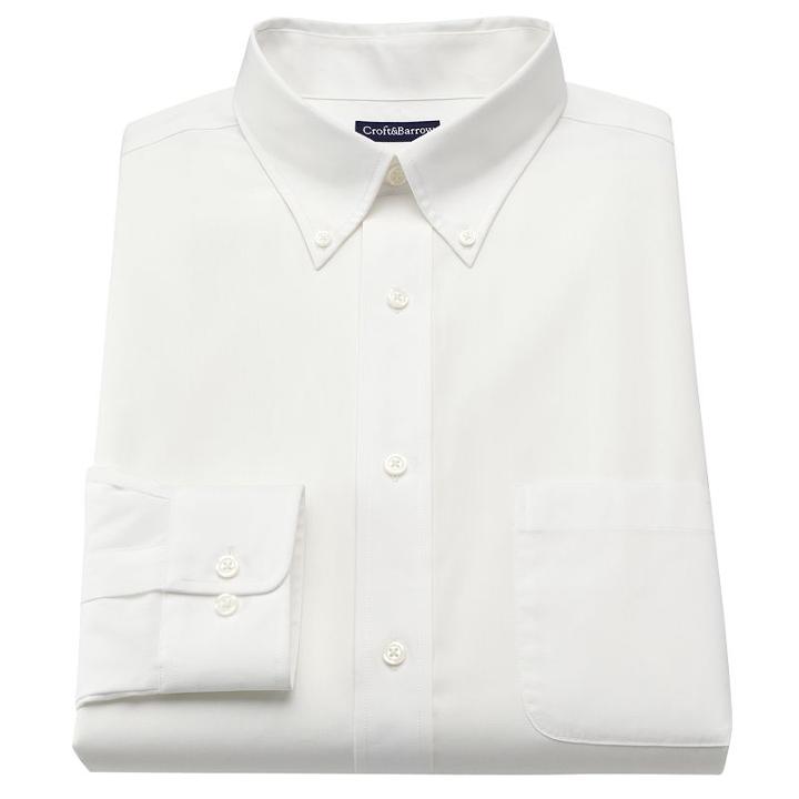 Croft & Barrow&reg; Fitted Solid Easy-care Button-down Collar Dress Shirt - Big And Tall, Men's, Size: 16-32/33, White