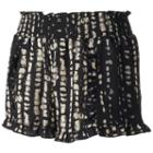 About A Girl, Juniors' Print Ruffle-hem Shortie Shorts, Size: Large, Black