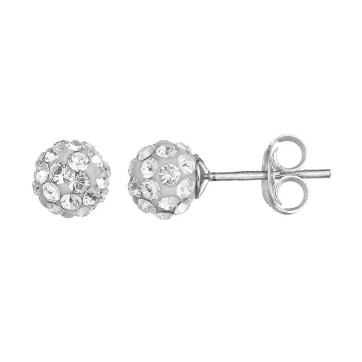 Charming Girl Kids' Sterling Silver Crystal Ball Stud Earrings - Made With Swarovski Crystals, White