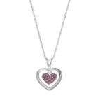 Charming Girl Kids' Sterling Silver Crystal Heart Pendant Necklace, Pink