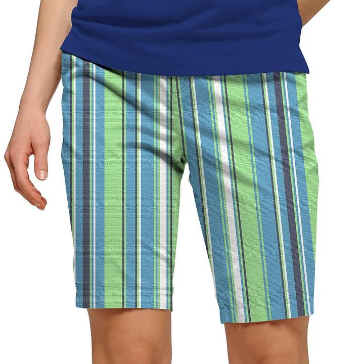 Women's Loudmouth Striped Bermuda Golf Shorts, Size: 8, Brt Blue