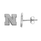 Dayna U Sterling Silver Nebraska Cornhuskers Logo Stud Earrings, Women's, Grey