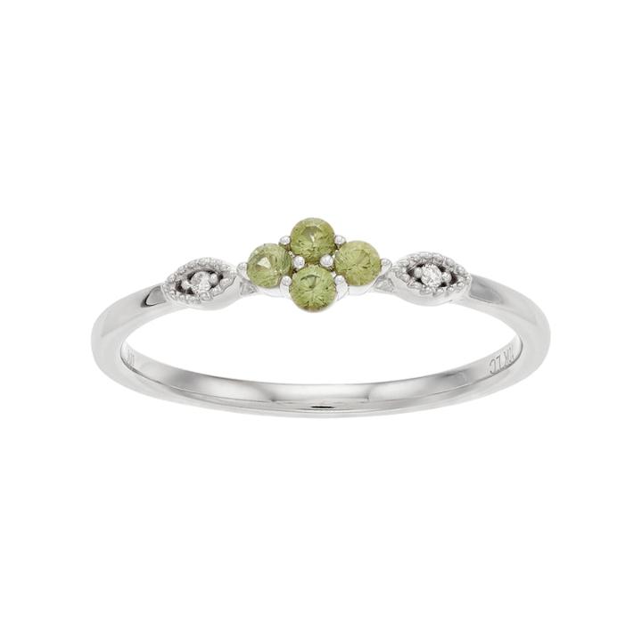 Lc Lauren Conrad 10k White Gold Green Sapphire & Diamond Accent Flower Ring, Women's, Size: 6