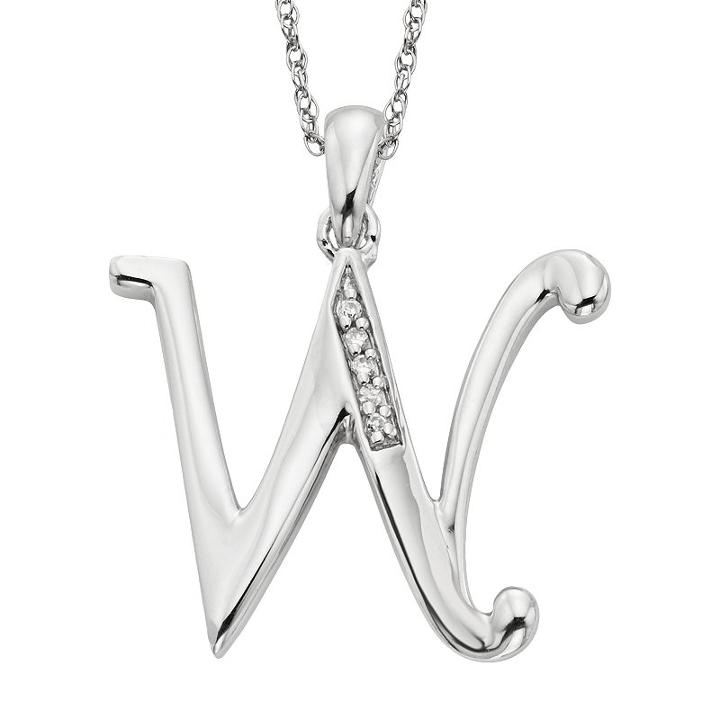 Sterling Silver Diamond Accent Initial Pendant, Women's, Size: 20mm, Grey