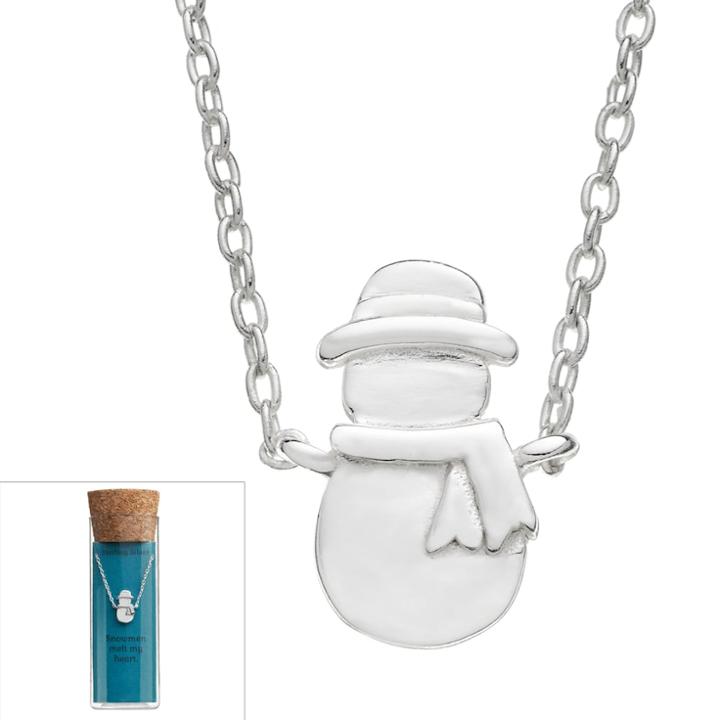 Sterling Silver Snowman Necklace, Women's, Grey
