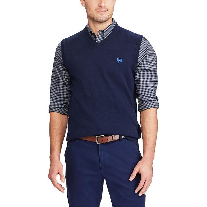 Men's Chaps Classic-fit Fine-gauge Sweater Vest, Size: Xxl, Blue (navy)