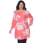 Plus Size White Mark Floral Off-the-shoulder Tunic, Women's, Size: 4xl, Pink