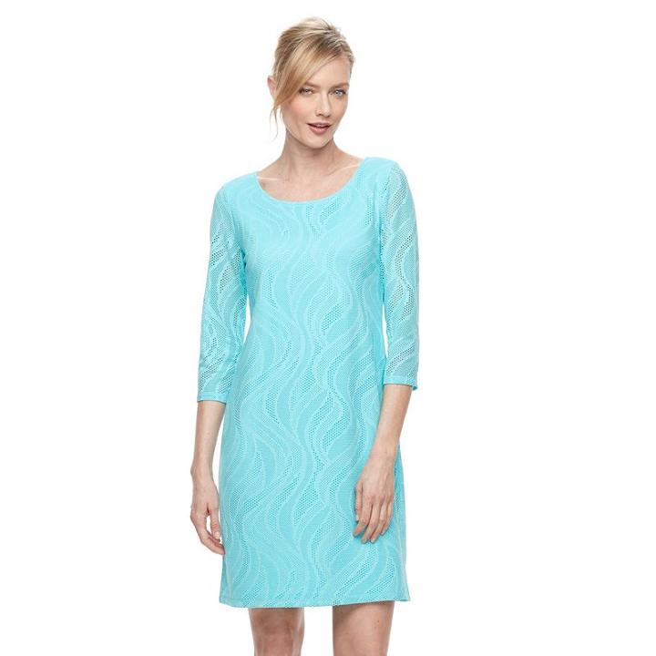 Women's Dana Buchman Lace Shift Dress, Size: Xl, Turquoise/blue (turq/aqua)