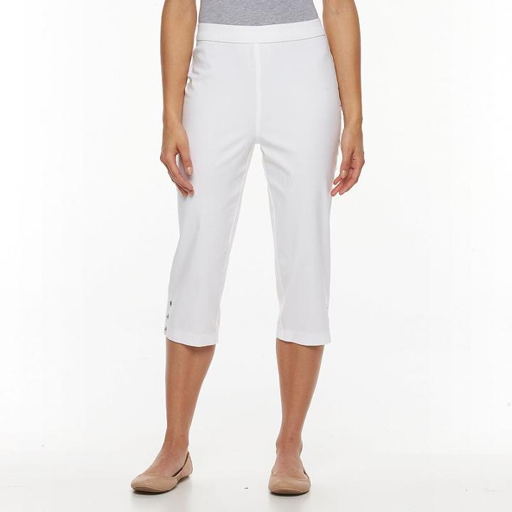 Women's Croft & Barrow&reg; Embellished Capri Jeans, Size: Xl, White