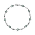 Sterling Silver Aquamarine And Diamond Accent Heart Bracelet, Women's, Size: 7.5, Blue