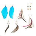 Mudd&reg; Nickel Free Leaf Stud & Feather Drop Earring Set, Women's, Gold