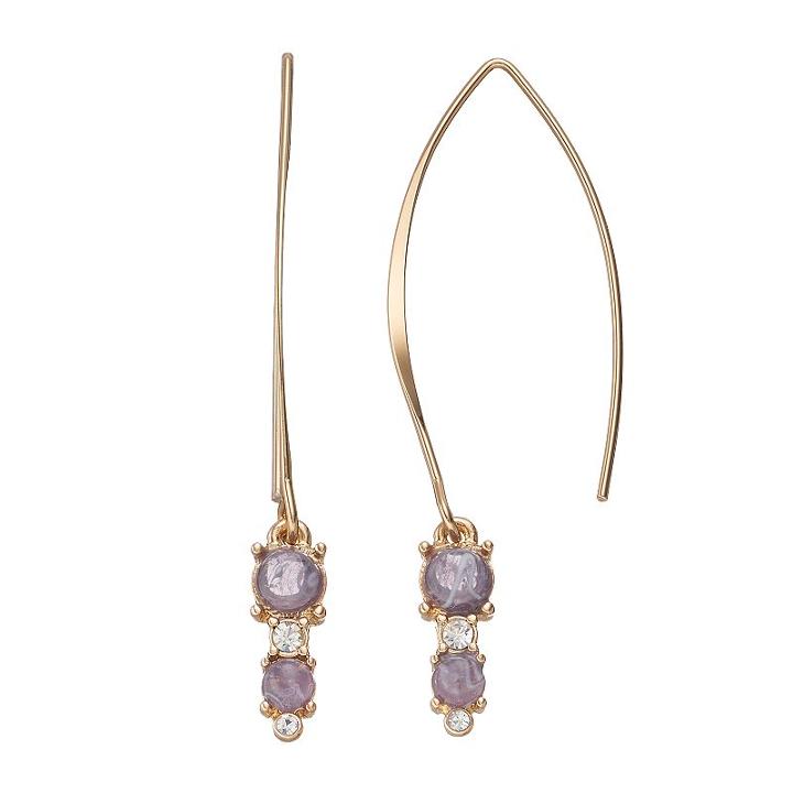 Lc Lauren Conrad Purple Stone Nickel Free Threader Earrings, Women's
