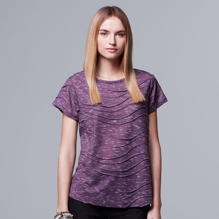 Women's Simply Vera Vera Wang Windy Space-dye Jacquard Tee, Size: Large, Med Purple