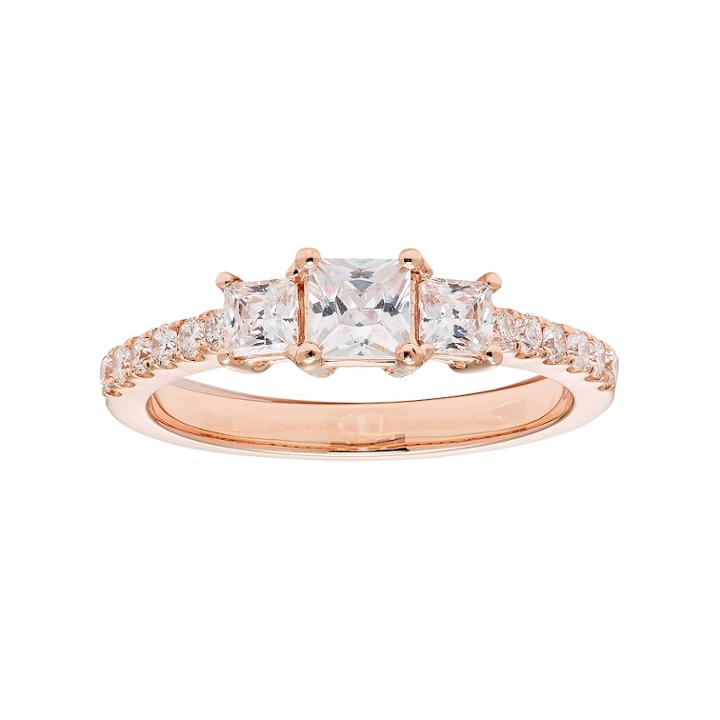 14k Gold 1 Carat T.w. Igl Certified Diamond Princess Cut 3-stone Engagement Ring, Women's, Size: 6.50, White