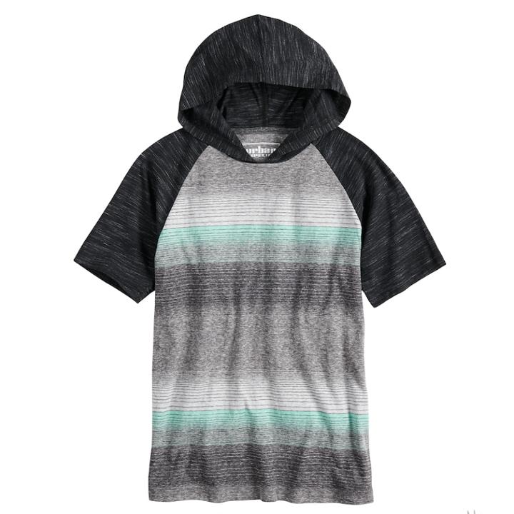 Boys 8-20 Urban Pipeline&reg; Striped Hooded Tee, Size: Medium, Black