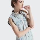 K/lab Distressed Denim Vest, Girl's, Size: Medium, Light Blue