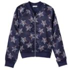 Girls 7-16 Love Fire Reversible Silky Bomber Jacket, Girl's, Size: Medium, Blue (navy)