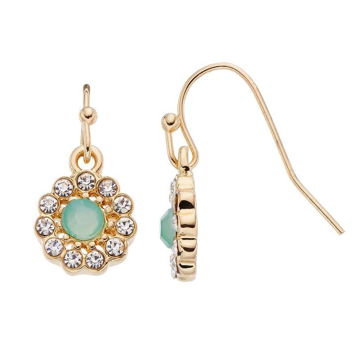 Lc Lauren Conrad Green Flower Drop Earrings, Women's, Turq/aqua