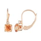 10k Rose Gold Round-cut Simulated Morganite & White Zircon Leverback Earrings, Women's, Pink