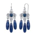 1928 Quatrefoil Chandelier Earrings, Women's, Blue
