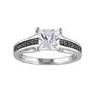 Stella Grace Sterling Silver Lab-created White Sapphire & 1/8 Carat T.w. Black Diamond Ring, Women's, Size: 5