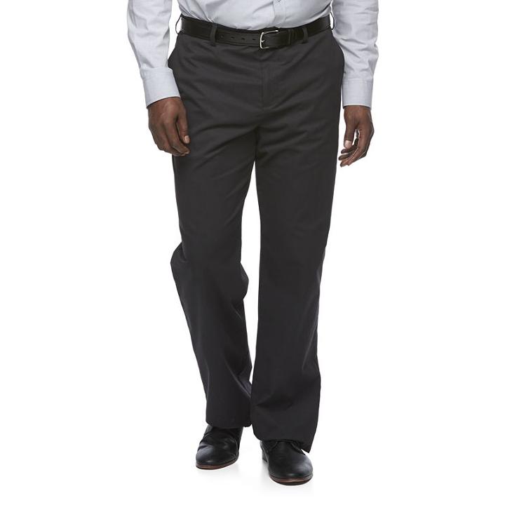 Big & Tall Croft & Barrow® Relaxed-fit Easy-care Stretch Pleated Khaki Pants, Men's, Size: 46x34, Black