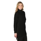 Women's Larry Levine High-low Turtleneck Tunic Sweater, Size: Medium, Black