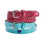 Girls 4-16 2-pk. Shiny Heart & Braided Belts, Girl's, Size: M-l, Multicolor