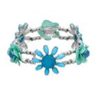 Aqua Flower Beaded Stretch Bracelet, Women's, Turq/aqua