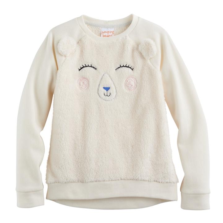 Girls 4-10 Jumping Beans&reg; Animal Plush Pullover, Size: 6x, White Oth