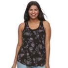 Juniors' Plus Size Mudd&reg; Slubbed Tank, Teens, Size: 3xl, Black