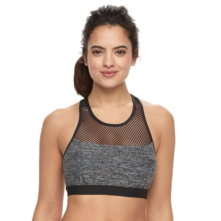 Women's N Good Karma Space-dye Mesh Bikini Top, Size: Large, Med Grey