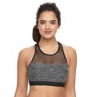 Women's N Good Karma Space-dye Mesh Bikini Top, Size: Large, Med Grey