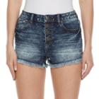 Juniors' Mudd&reg; High Waist Frayed Shortie Shorts, Girl's, Size: 5, Dark Blue